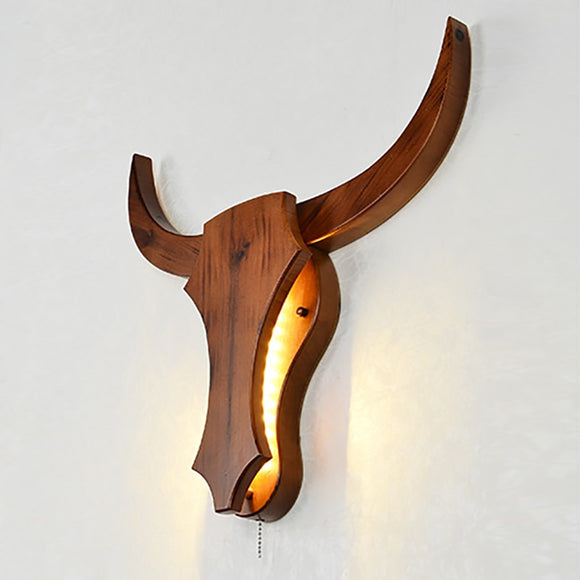Wood Cow Wall Lamp